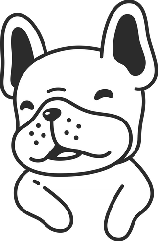 dog french bulldog icon pet toy puppy cartoon character symbol illustration doodle white