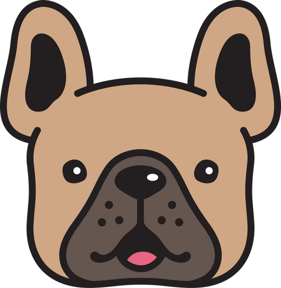 brown dog french bulldog smile face cartoon
